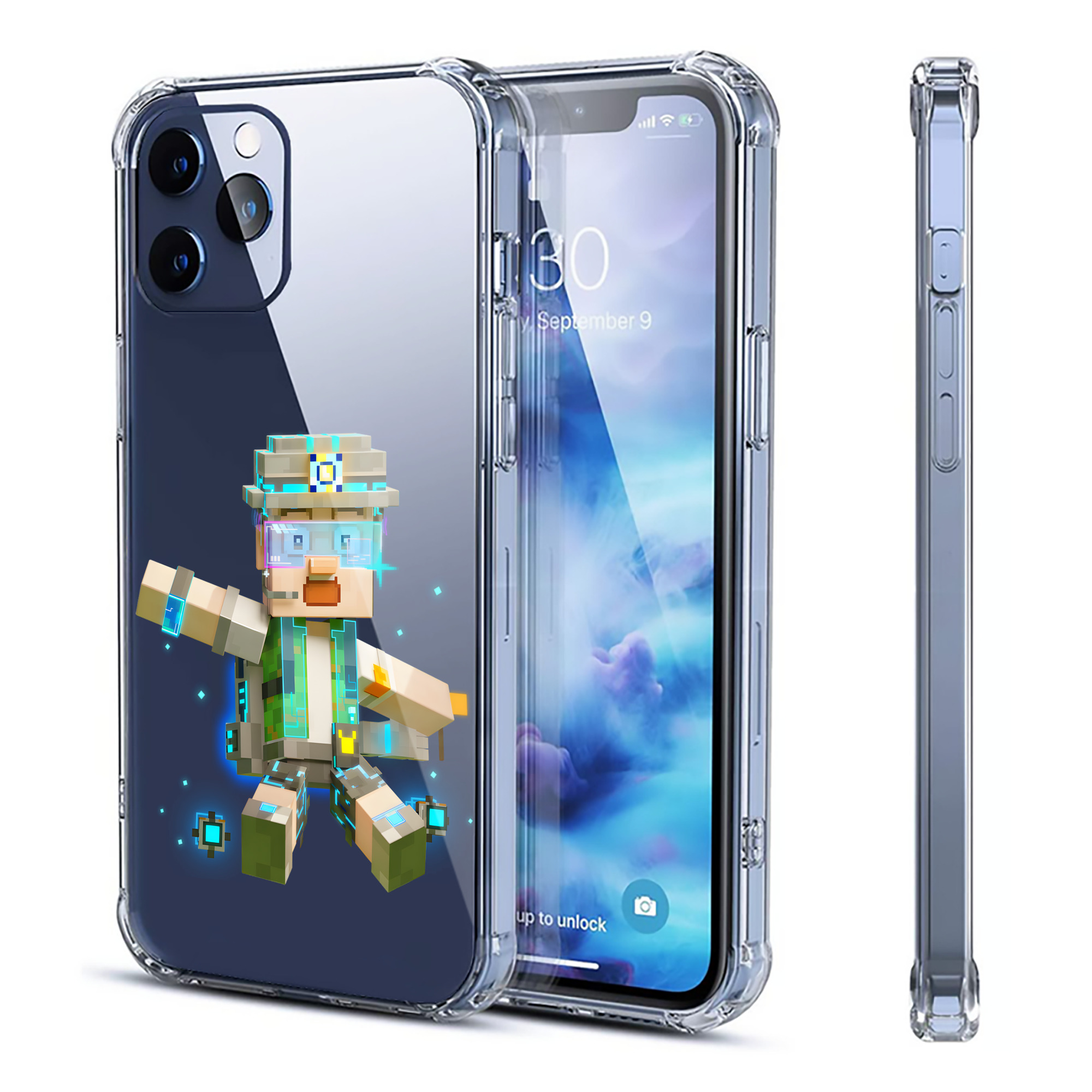 （画像用） マインクラフト ブロックの世界 Minecraft MC Block world 【iPhone 12シリーズ対応】透明スマホケース（クリアソフトケース）